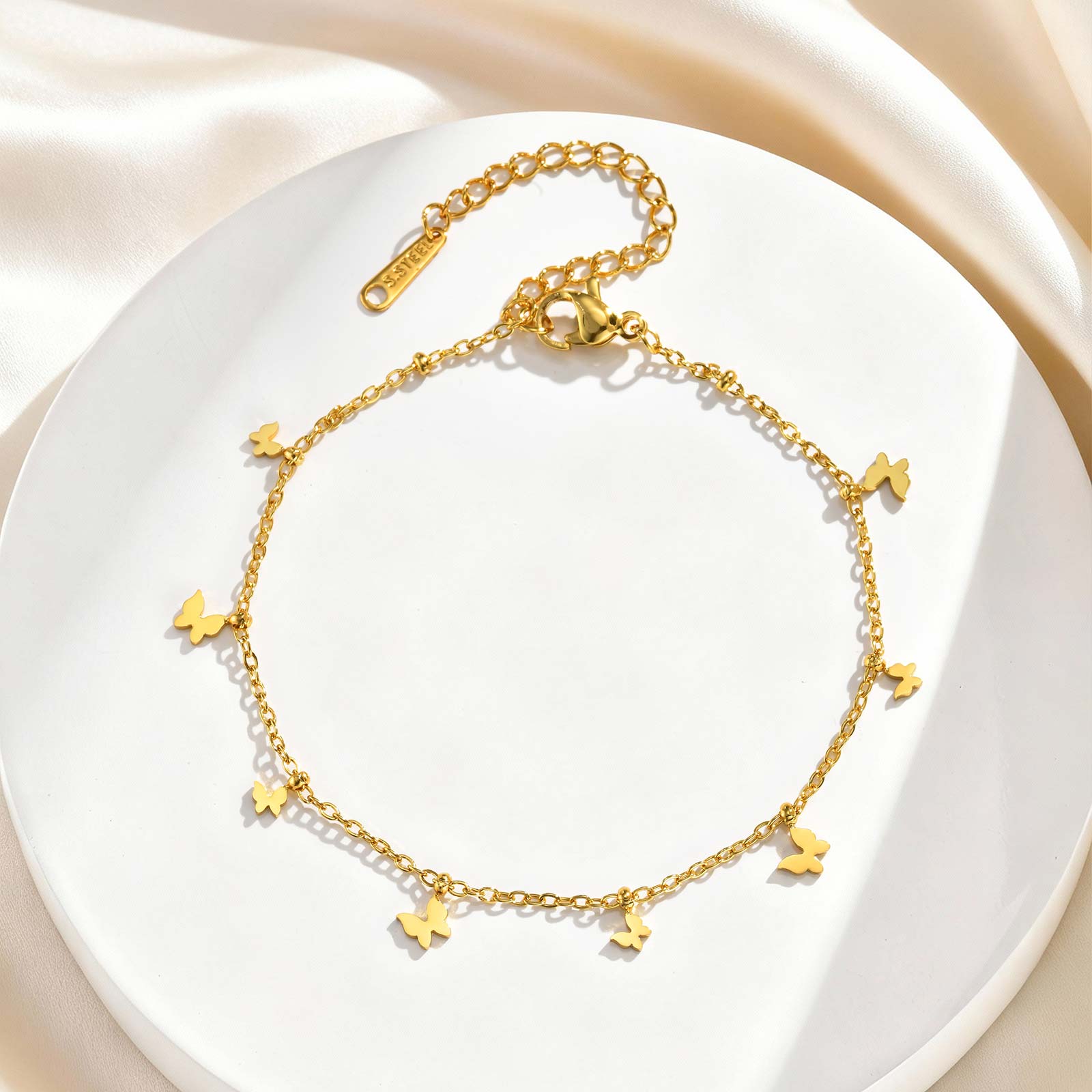 Butterfly Clasp Deployant - สร้อยข้อมือผีเสื้อสุดหรูสำหรับผู้หญิง ชุบทอง สแตนเลสสตีล สร้อยข้อมือแฟชั่นสำหรับงานปาร์ตี้ ของขวัญเครื่องประดับ