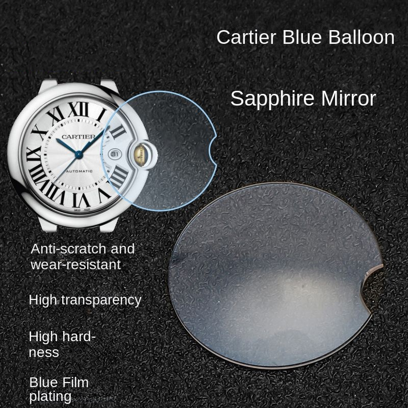 Cartier Watch Ballon Bleu - สำหรับคาร์เทียร์สีฟ้าบอลลูนเปิดหน้ากากพื้นผิวเสี้ยวเคลือบด้วยแสงสีฟ้าปลาผลตากระจกแซฟไฟร์28มม. 36มม.