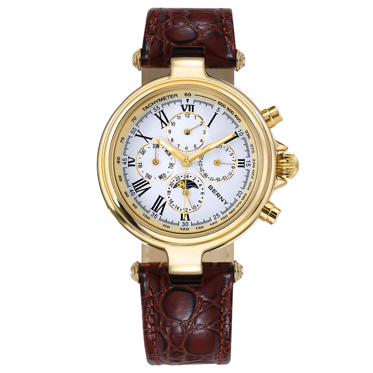 Seiko Watch Prospex - BERNY นาฬิกาข้อมือผู้ชายอัตโนมัติสไตล์เรโทร ระบบแสดงข้างขึ้นข้างแรม เรืองแสง รุ่น ST1652