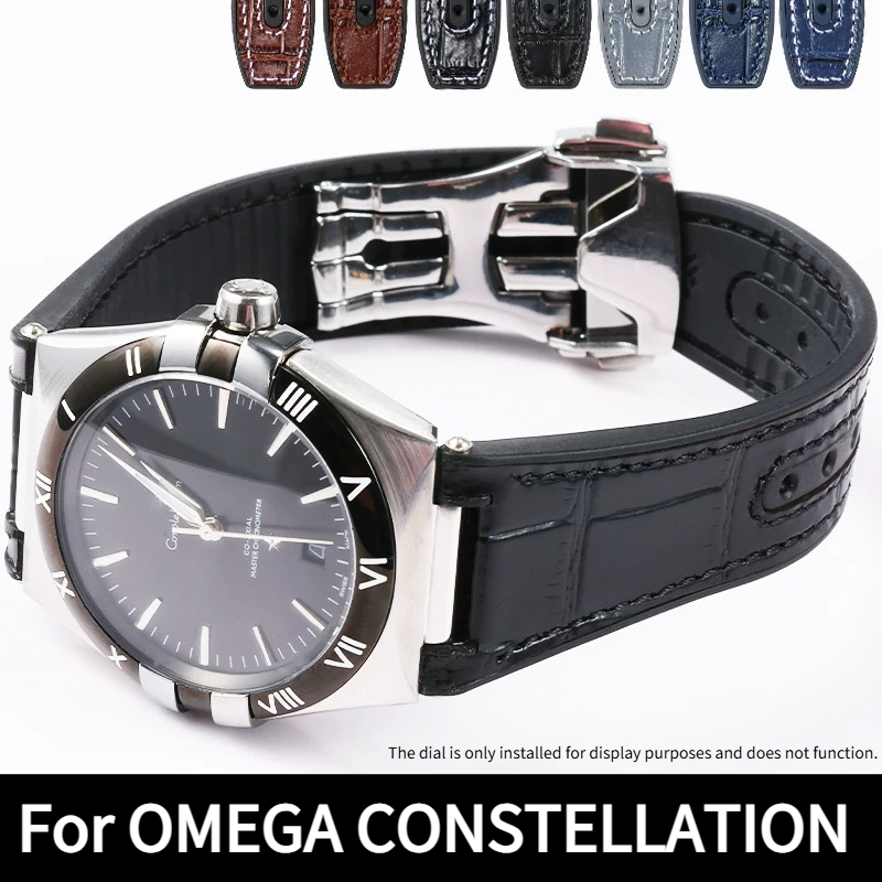 Omega Watch Constellation - สายนาฬิกาหนังแท้ลายจระเข้ ซิลิโคน สำหรับนาฬิกา OMEGA CONSTELLATION 41