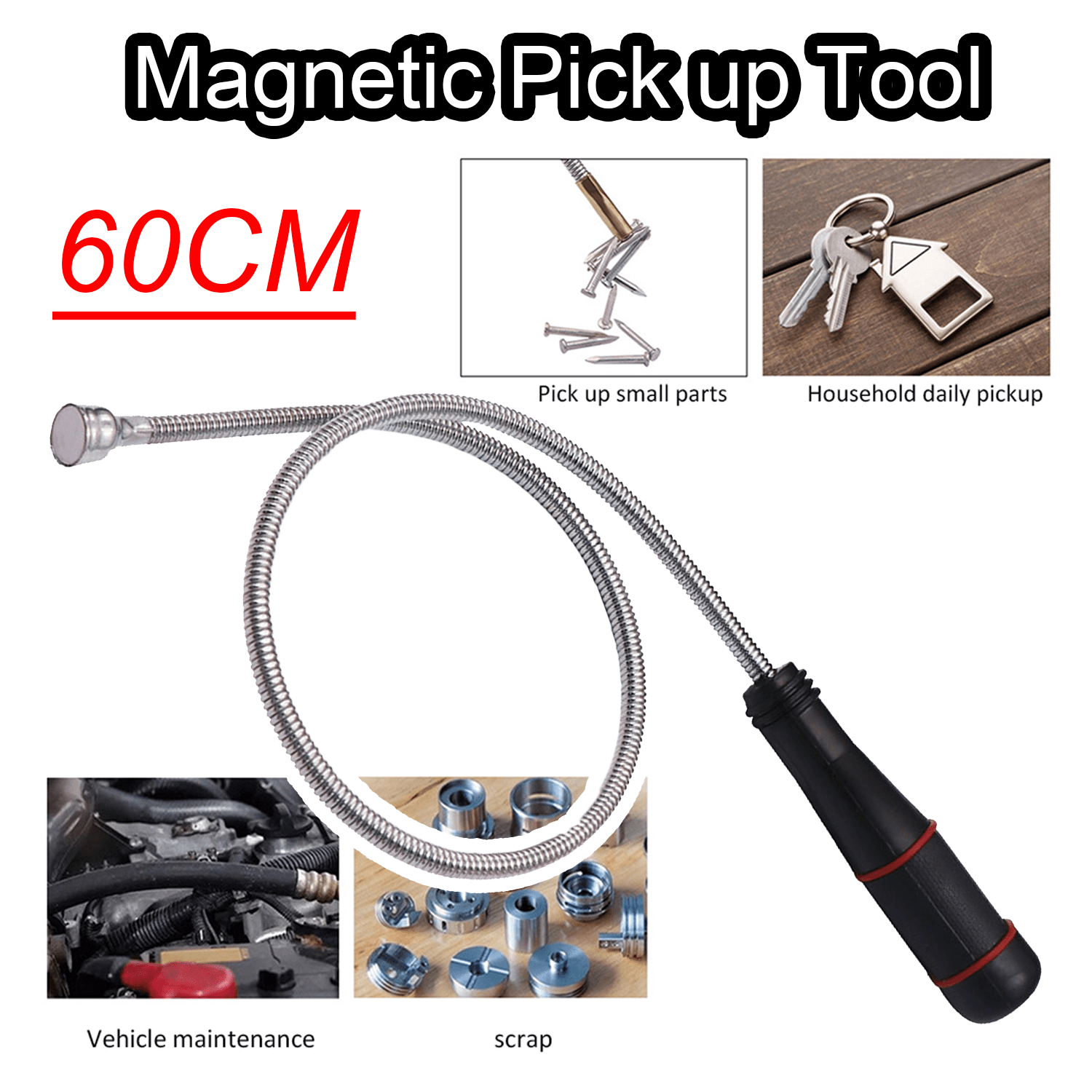 Spring Bar Tool Set - เครื่องมือแม่เหล็กพับได้แข็งแรงสำหรับหยิบจับ, แท่งเหล็กสปริงสำหรับหยิบจับสกรู น็อต กุญแจ และเศษโลหะในรถยนต์