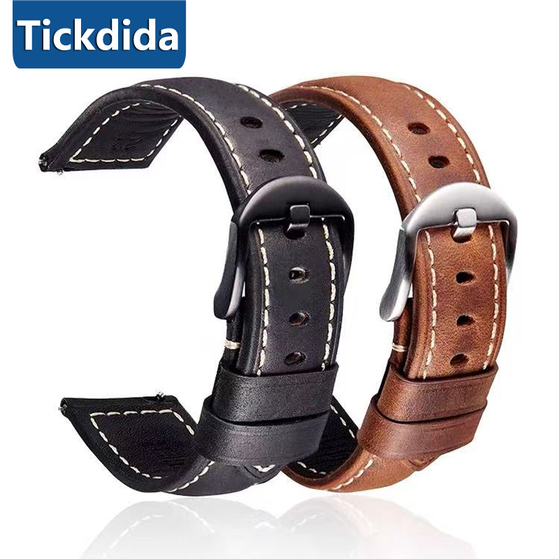 Leather Strap Quick Release - สายหนังแท้คุณภาพสูงสำหรับนาฬิกาหัวเว่ย วอทช์ จีที 6 5 โปร