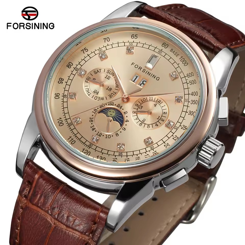 Patek Philippe Watch Aquanaut - FORSINING Replica Multifunctional เซี่ยงไฮ้อัตโนมัติ Diamond Man