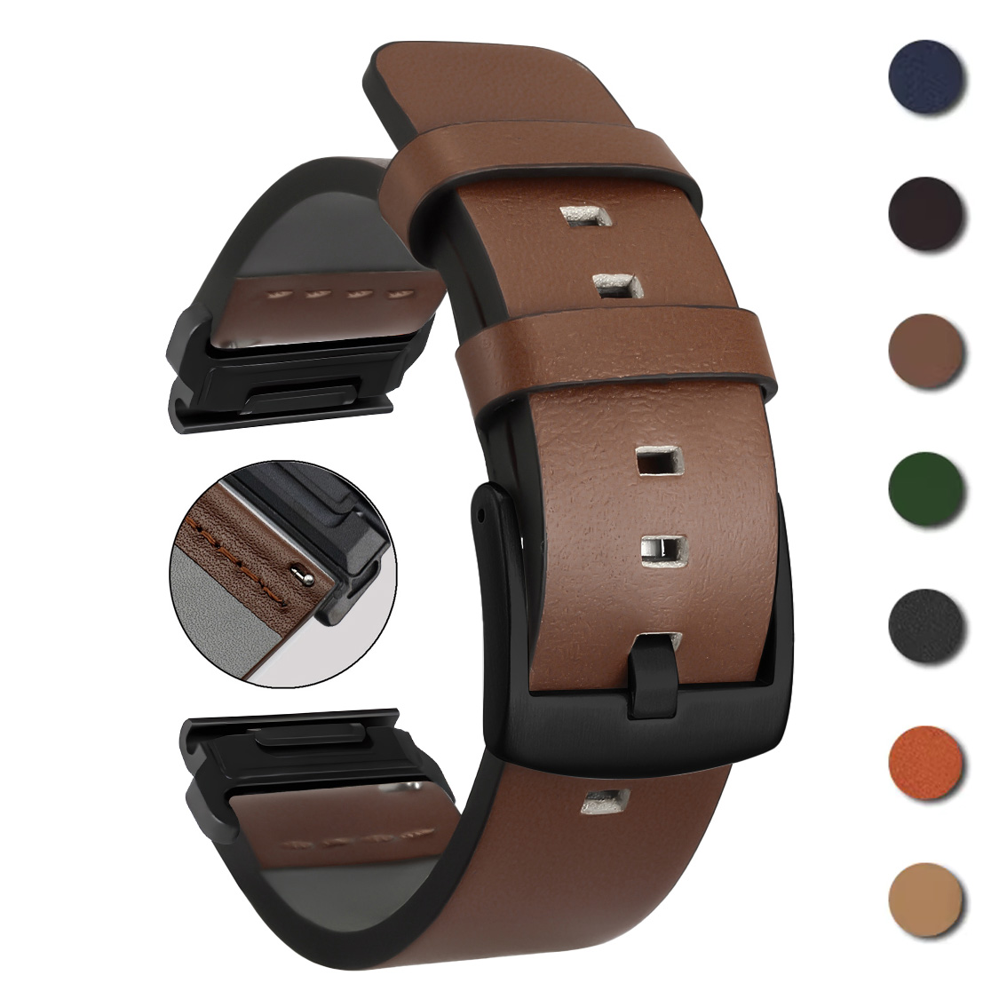 Leather Strap Quick Release - 26 มม.22 มม.Fit สําหรับ Garmin Fenix