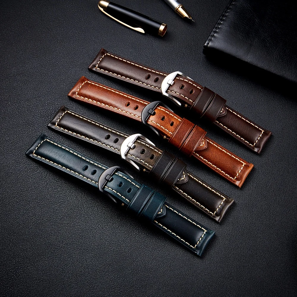 สายหนังแท้คุณภาพสูงสำหรับนาฬิก - Leather Strap Quick Release บทวิจารณ์และราคา