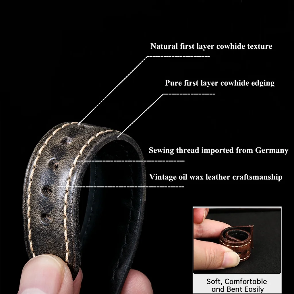 สายหนังแท้คุณภาพสูงสำหรับนาฬิก - Leather Strap Quick Release บทวิจารณ์และราคา