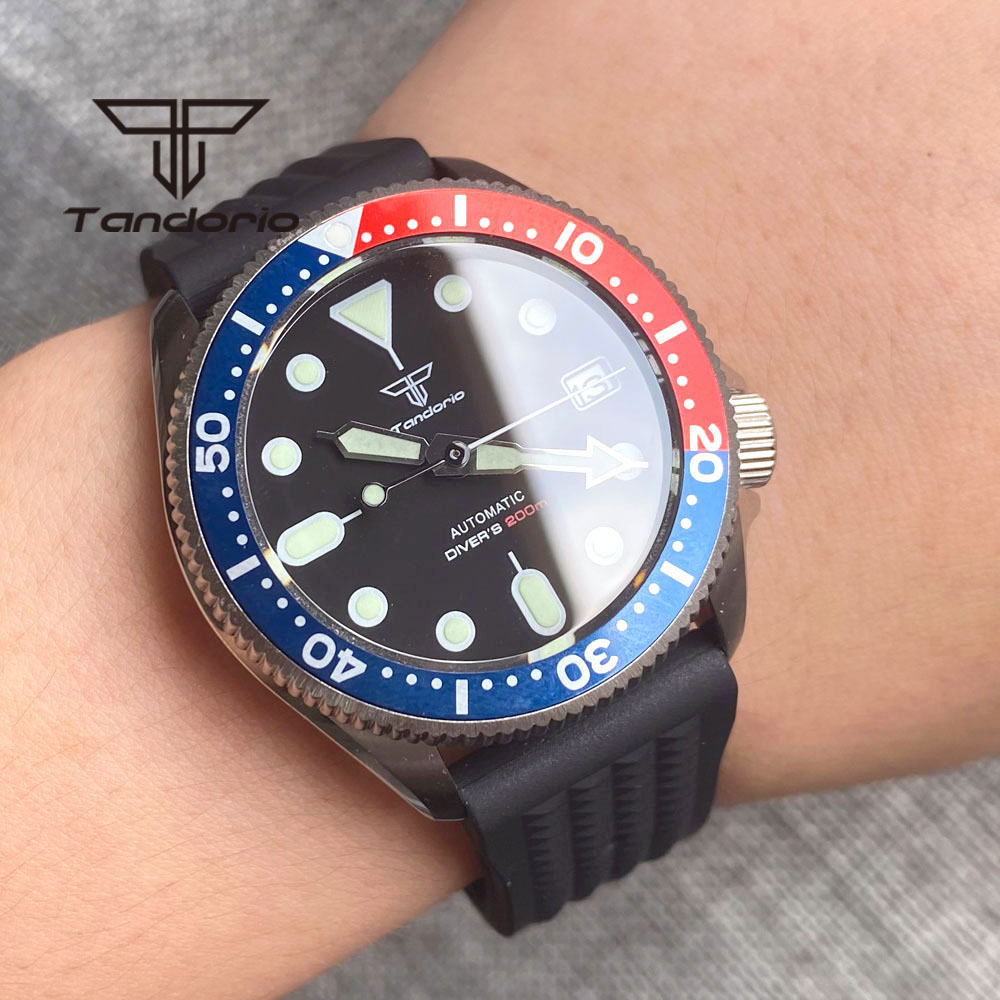 Tandorio NH35A นาฬิกาผู้ชายอัต - Rubber Strap Diver บทวิจารณ์และราคา