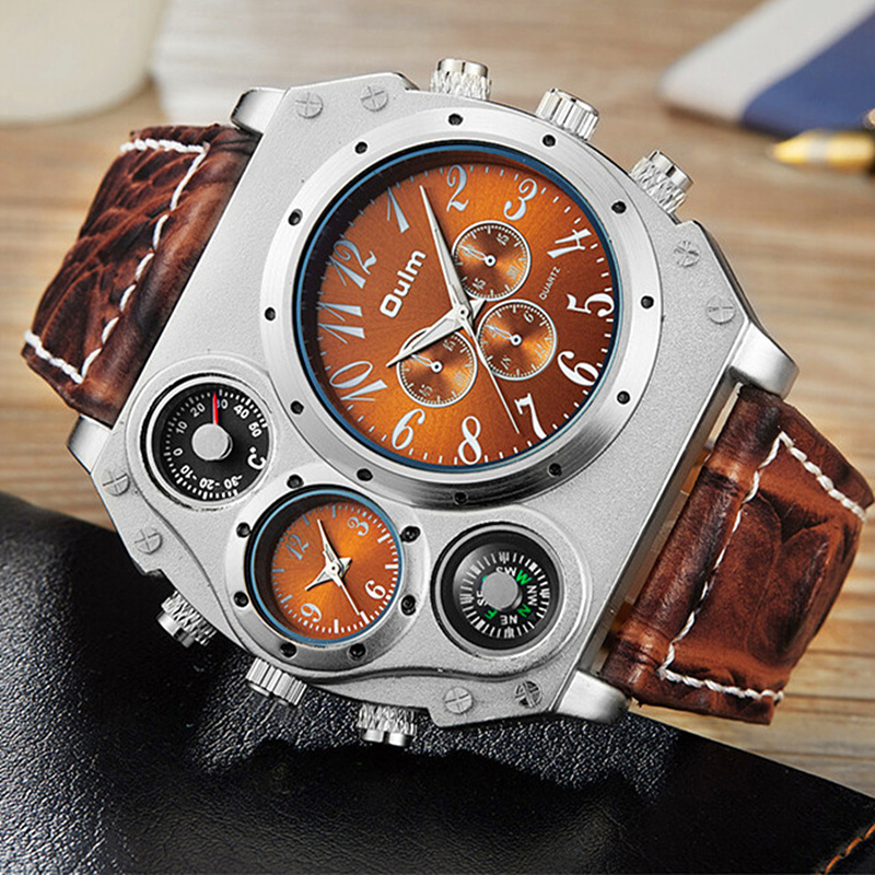 รุ่นใหม่ OULM นาฬิกาผู้ชายควอต - Leather Watch Band Men บทวิจารณ์และราคา