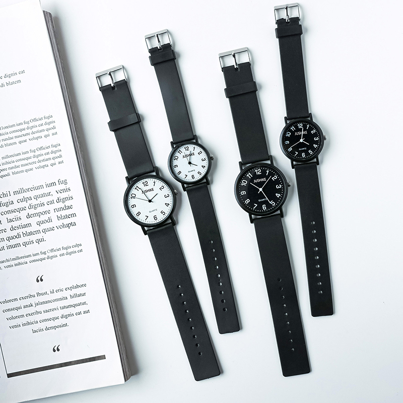 Simple สีดํานาฬิกานาฬิกาควอตซ์ - Silicone Band Women บทวิจารณ์และราคา